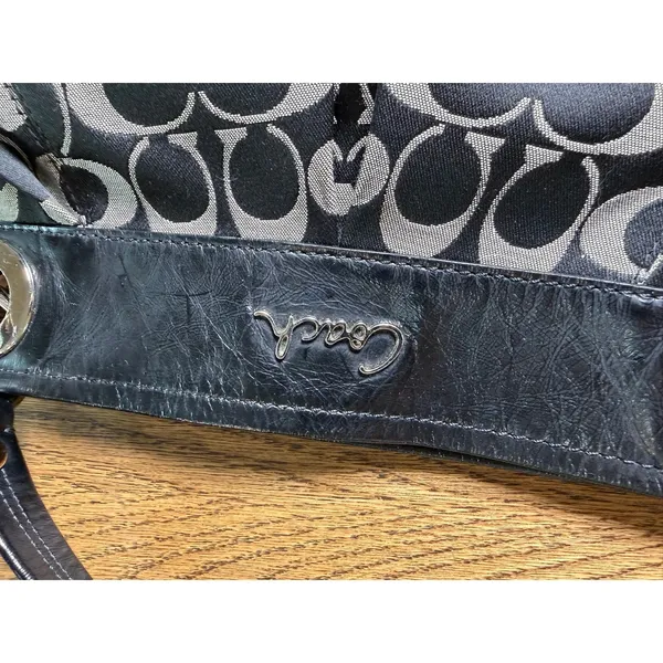 Vintage Coach Signature Hobo Ashley Shoulder Bag Black - Image 3