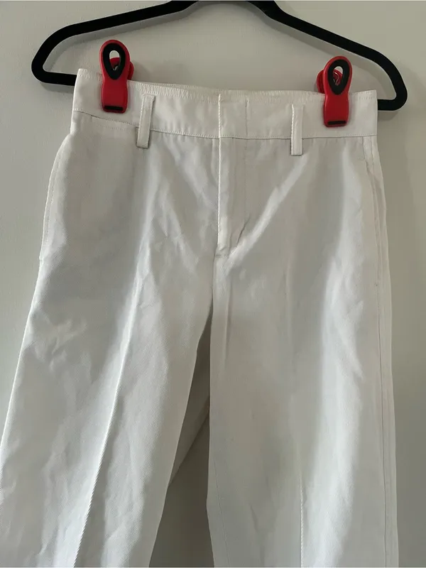 Vince 100% Cotton White Trouser Pants 2 Straight Leg Minimalist Quiet Luxury - Image 2