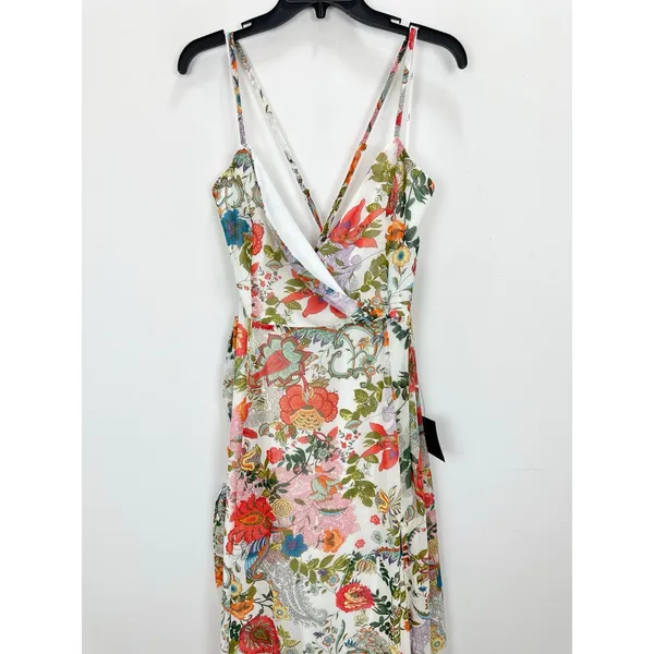 Lulus Amara White Multi Paisley Print Wrap Midi Dress Cocktail Resort XL NWT - Image 7