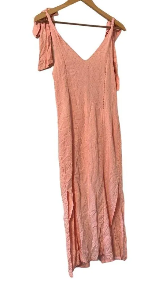 Aritizia Tularosa Pink Polka Dot Slit Ruffle Midi Dress - Image 6