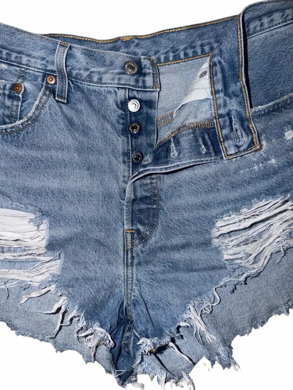 Levi's 501 (32) Original Distressed Cut-Off Denim Shorts - Image 4