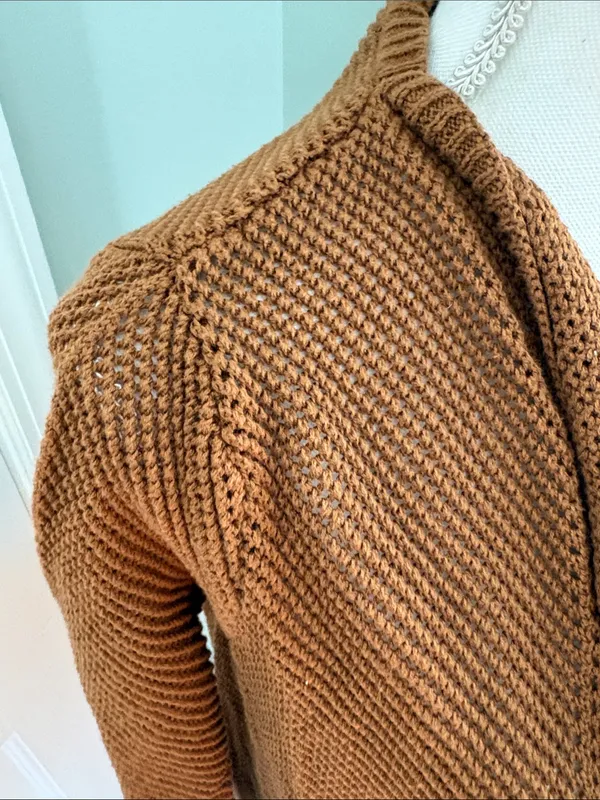 Lands' End Open-Front Knit Cardigan in Warm Brown Cotton Size‎ XS 2-4 - Image 3