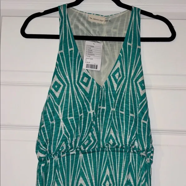 Anthropologie The Addison Story Green & White Geometric Print Maxi Dress, NWT - Image 6