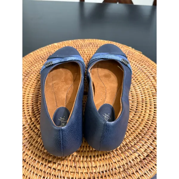 Eurosoft by Sofft Shaina Navy Blue Ballet Flats Snakeskin Detail Size 9.5 M - Image 7