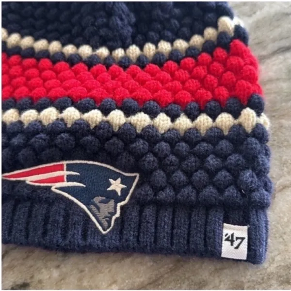 Patriots Fan Knit Beanie - Navy, Red, and Cream - Image 2