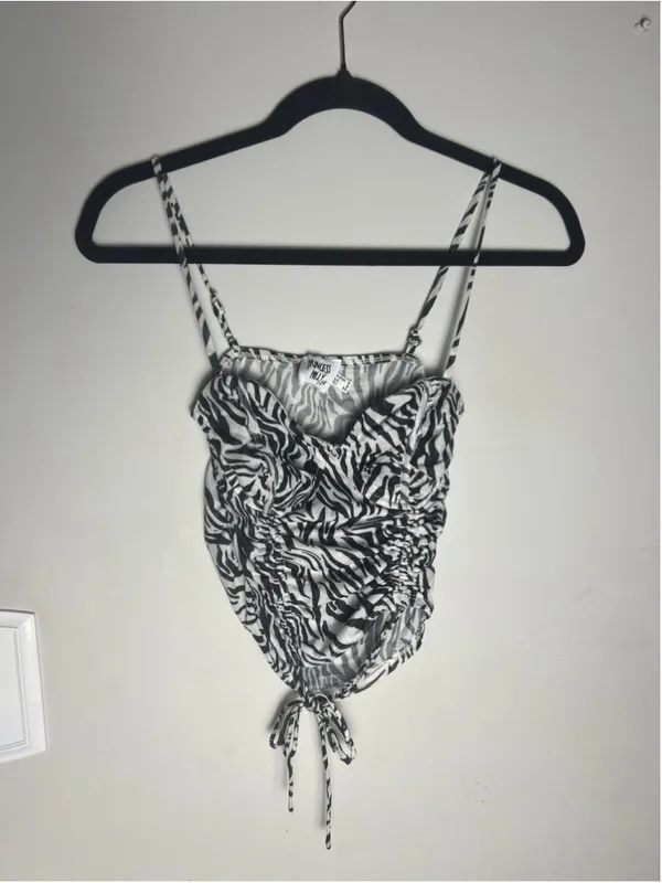 Princess Polly Zebra Print Ruched Corset Top Y2K Indie Sleaze US 2 - Image 2