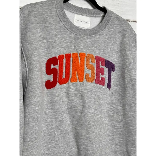 Panache Apparel Sunset Sweatshirt Gray Fleece Crewneck Pullover Size Small - Image 9