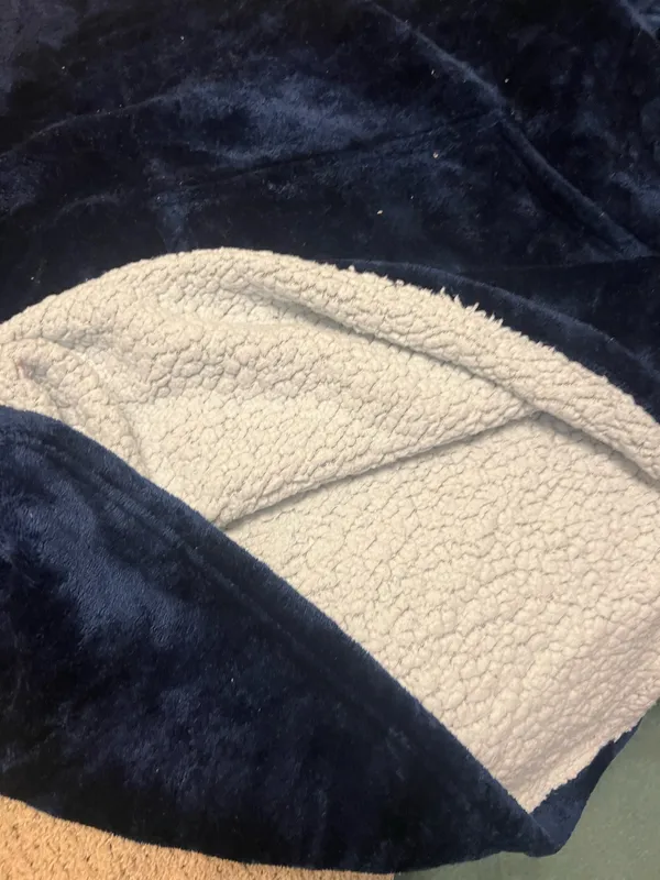 Cozy Casual Soft and plush blue fleece hoodie with a front pocket. Perfect for staying warm and comfortable. Just needs to be lint rolled or thrown in dryer. - Image 2