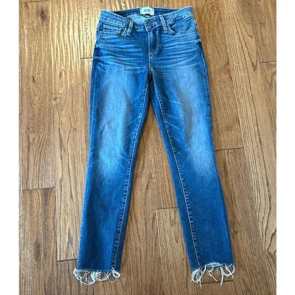 Paige skyline skinny crop mid rise dark wash 27 - Image 12
