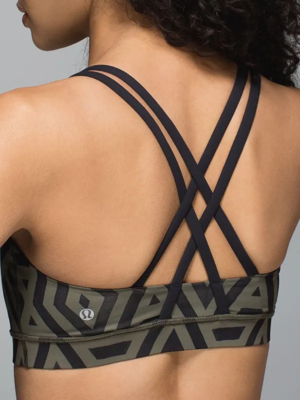 Lululemon Energy Bra in Chevron Shuffle Fatigue Green Black 4 - Image 2