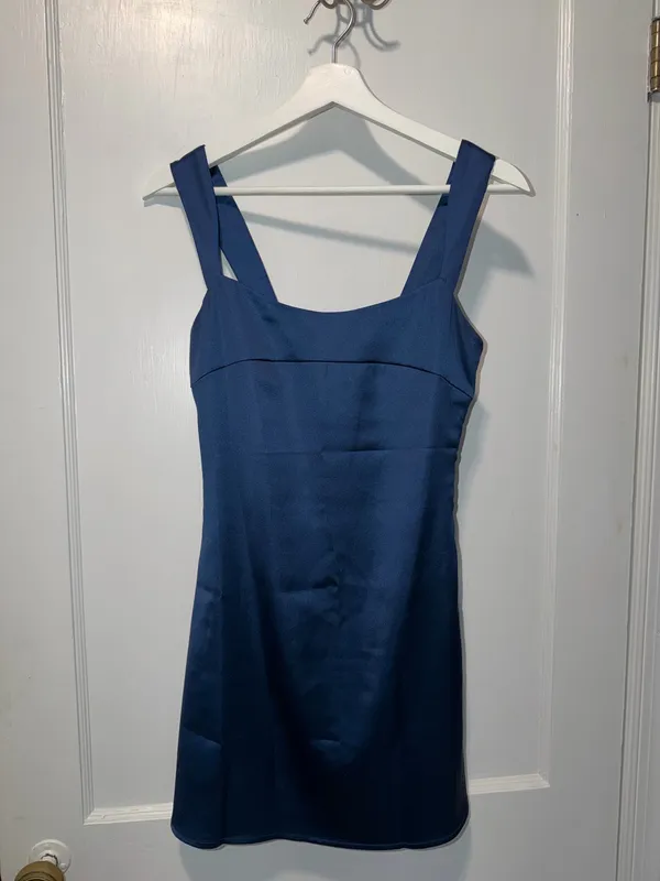 Peppermayo Exclusive - Odette Satin Mini Dress - Navy - Image 2