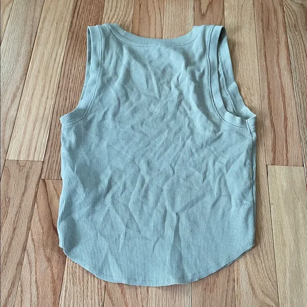 American Eagle Crop Tank Top Womens Small Sage Green Ribbed Sleeveless Casual - Image 5