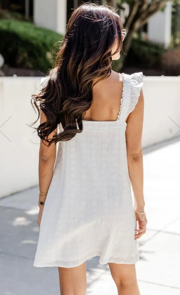 Pink Lily ALWAYS ON MY MIND WHITE EYELET MINI DRESS - Image 4
