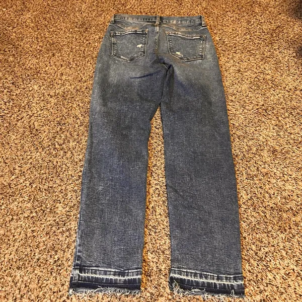 ANA High Rise Straight Jeans Women's Size 4 Distressed Wash Frayed Hem‎ - Image 7