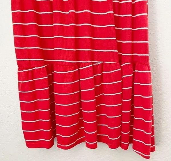 SEE YOU MONDAY Striped Tiered Knit Red White Dress Medium - Image 6