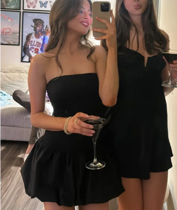 Good Luck Gem Black Bubble Mini Dress - Image 2