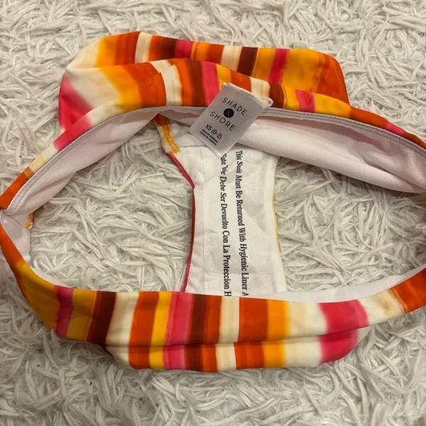 Shade & Shore striped low rise cheeky bikini bottom‎ orange red size XS - Image 6
