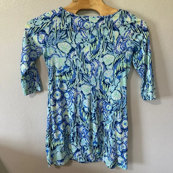 Lilly Pulitzer Marlowe Dress Sand Dollar Indigo‎ Blue Pima Cotton Size Medium - Image 4