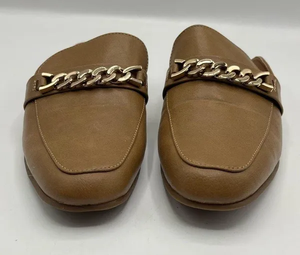 Kim Rogers Brown Emersyn Mules With Gold Chain Accent - Image 6