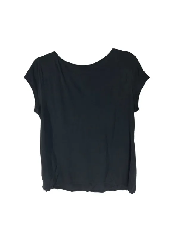 Eileen Fisher Womens Black Silk Scoop Neck Short Sleeve T-Shirt Minimalist L - Image 2