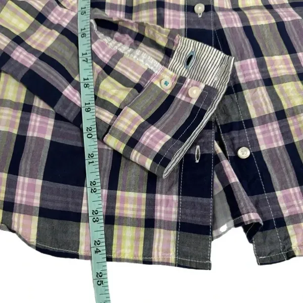 TOMMY HILFIGER Shirt Womens Small Purple Plaid Long Sleeve Button Front Top - Image 10