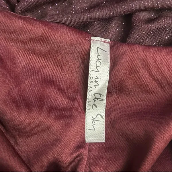 Lucy in the Sky Maroon Glitter‎ Sparkle Spaghetti Strap Bodycon Mini Dress Small - Image 5
