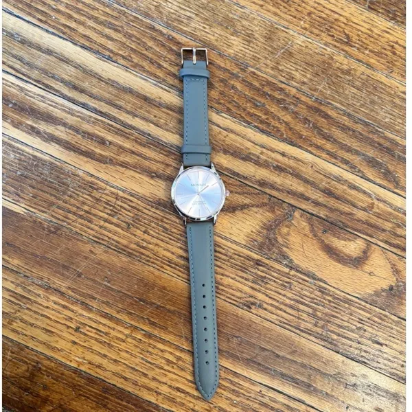 Monroe Classique Sunburst Solerose Rose Gold Watch Grey Leather Water‎ Resistan - Image 2