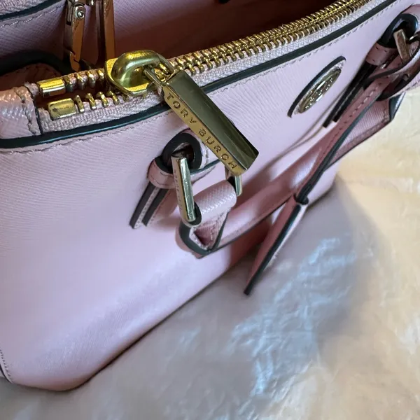 Tory Burch Blush Pink Saffiano Leather Satchel with Removable Strap - Image 3