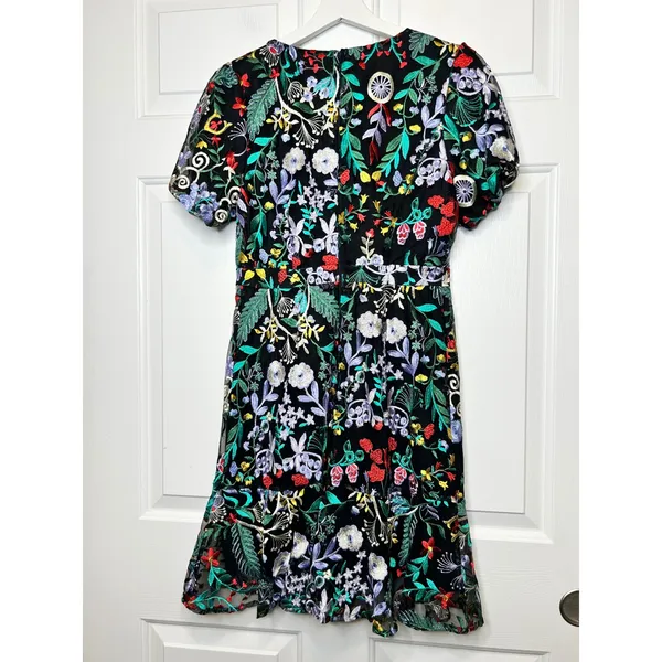 Sam‎ Edelman Embroidered Puff Sleeve Floral Mesh Mini Dress 4 - Image 4