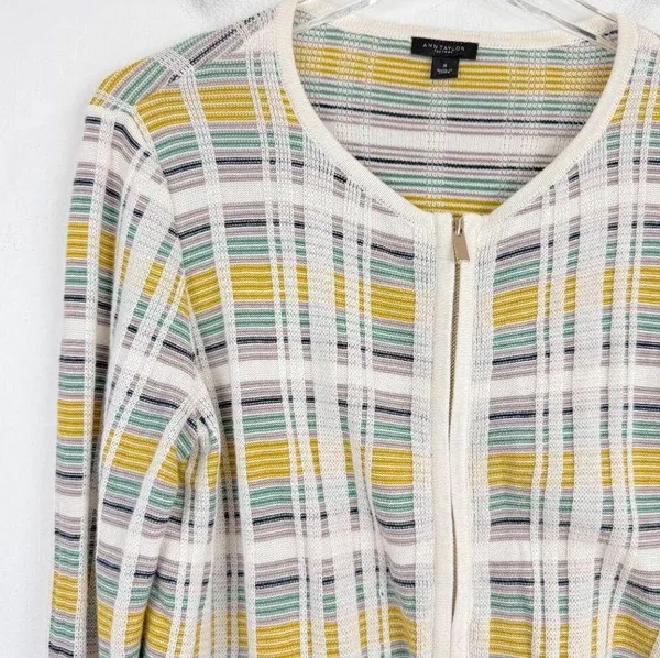 Ann Taylor Factory Full Zip Lightweight Sweater Jacket Size Medium M EUC - Image 2