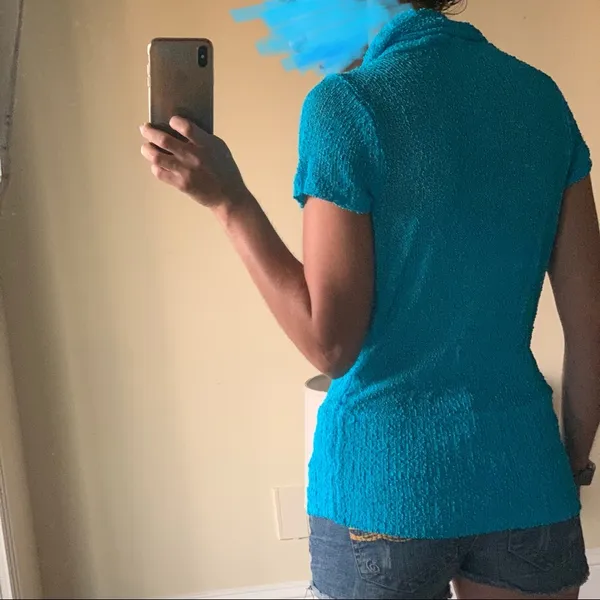 Bebe | Sexy Aqua Blue Knit Top Small - Image 3