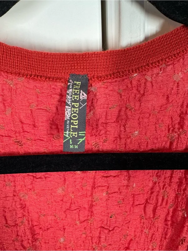 Y2k Free People Red Snap‎ Front Lace Long Sleeve Size medium Victorian feminine - Image 2
