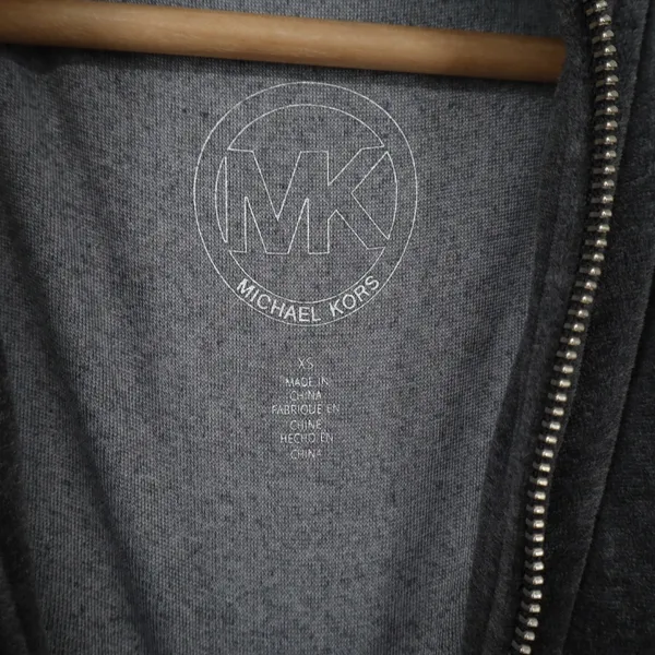 Michael Kors Track Jacket Womens XS Velour Full Zip Charcoal Grey Excellent - Image 3