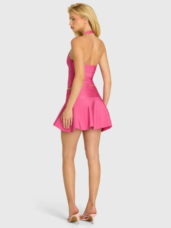 Oh Polly Bandage Skirt Set in Raspberry - Image 2