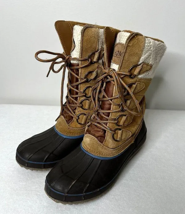 Khombu Cozy Pac Tall Lace Up Suede Knit Duck Boots - Image 2