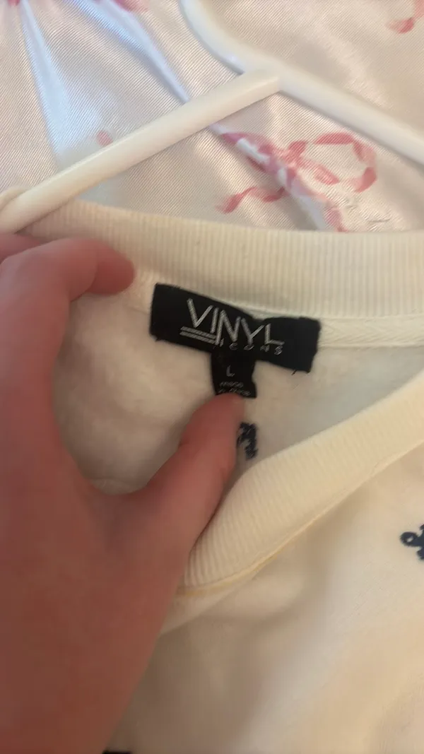 White hoodie with blue anchors on it - Image 3