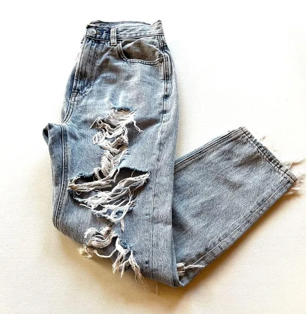 Mom Destroyed High Rise Denim Jeans - Image 14