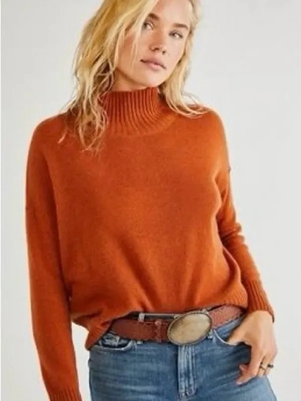 Free People Poppy Cashmere Turtleneck Sweater Copper - Image 9