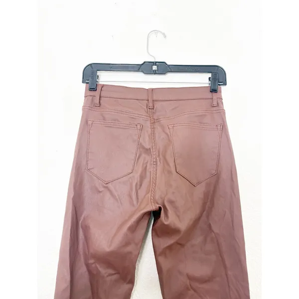 Edikted Luna Faux Leather Mid Rise Flared Jeans Size Medium Brown Chic - Image 12