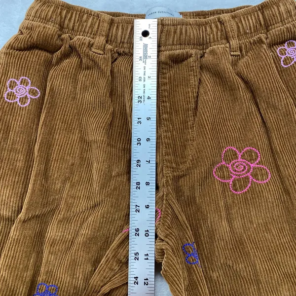 Urban‎ Outfitters Corduroy Pants Floral Embroidered Casual Brown Pants Small - Image 3