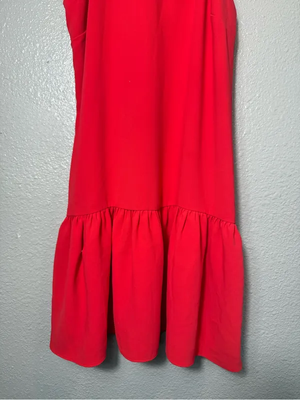 Amanda‎ Uprichard High Neck Drop Waist Ruffle cocktail, wedding Dress Coral XS - Image 5