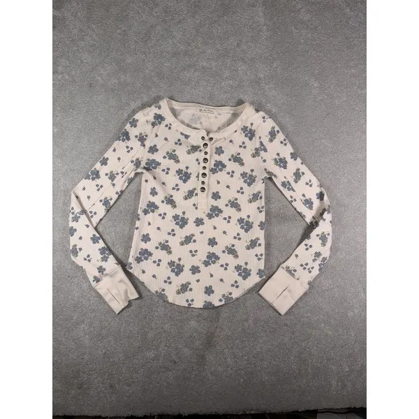 We The Free Free People Everest Floral Thermal Henley Long Sleeve Top - Image 2