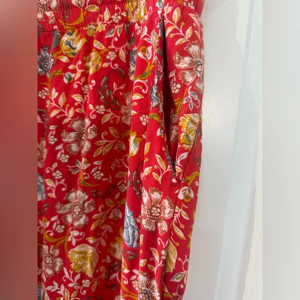 LOFT Red Coral Floral Wide-Leg - Image 3