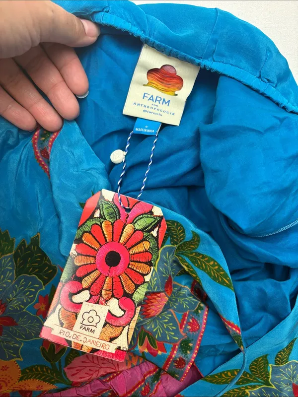 Farm Rio size small new Vibrant Floral Halter Midi Dress Anthropologie slip - Image 4