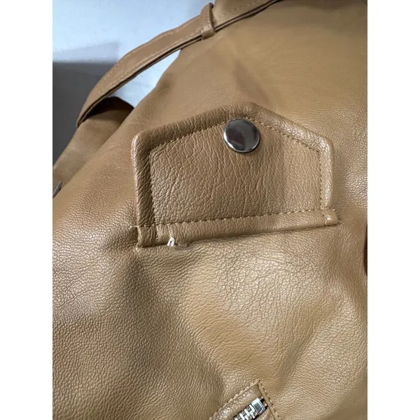 Love Tree Medium Tan Moto Jacket Women's Faux Leather‎ Biker - Image 3