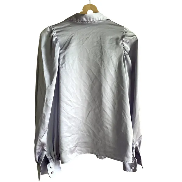 Ann Taylor lilac purple satin long sleeved button down shirt women's size S‎ - Image 6