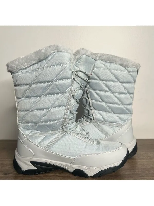 Nortiv 8 Mid Calf Wateproof Silver Blue Women’s Lace Up Winter Boot Size 9.5 - Image 5