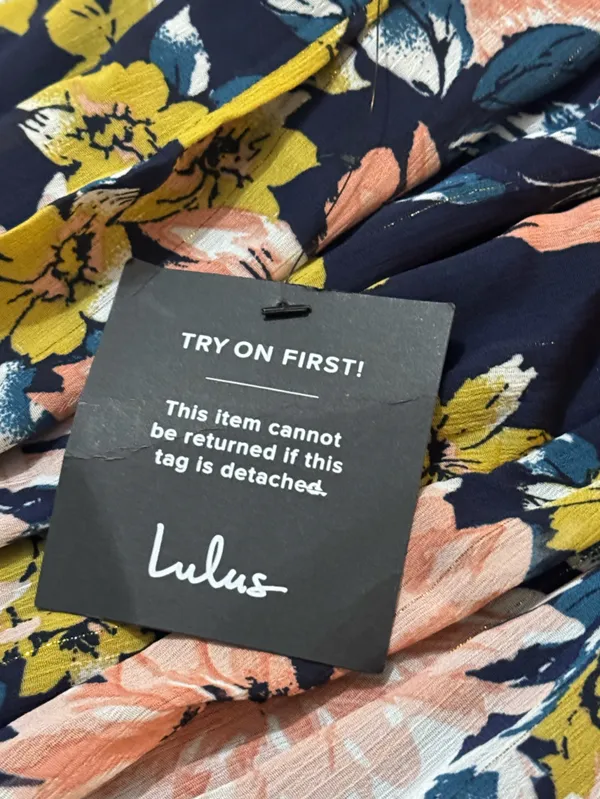 LULU’S Wide Leg Floral Jumpsuit S 16” p2p + Navy Multi NWT - Image 7