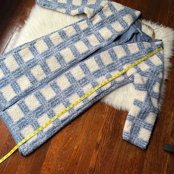 Baltic Born Blue & Cream Plaid Breckenridge Long Sherpa Jacket - Image 7