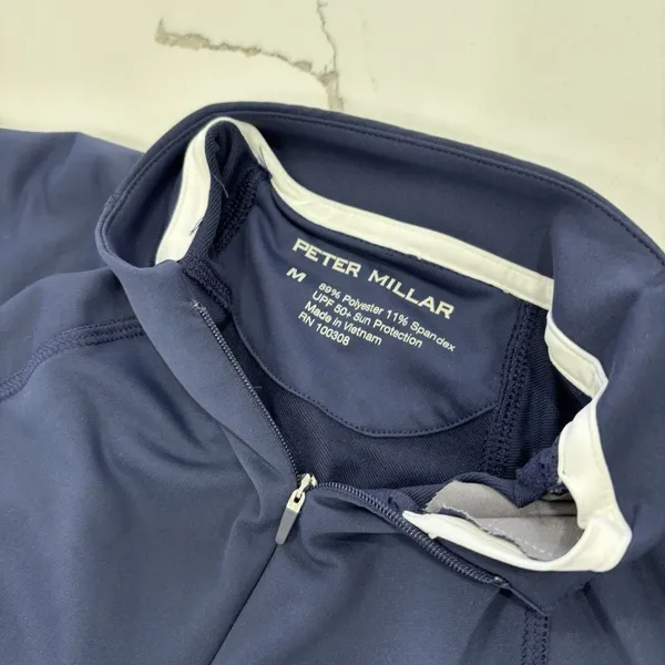 Peter Millar Performance Polo Womens Size Medium Navy Blue Raglan Quarter Zip - Image 3
